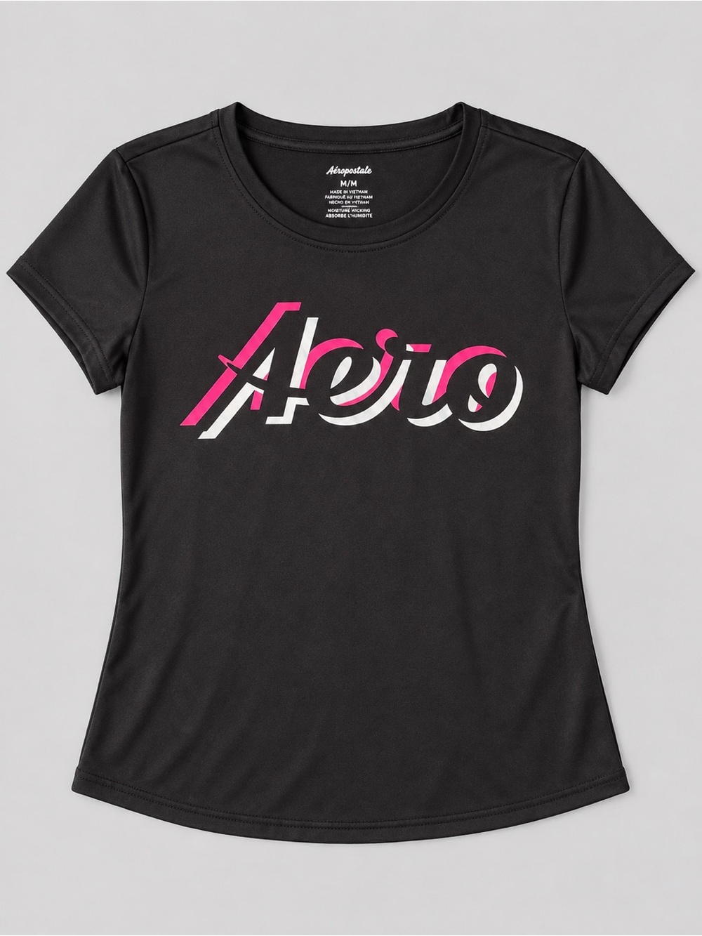 Aeropostale Black Tee with Pink and White Logo